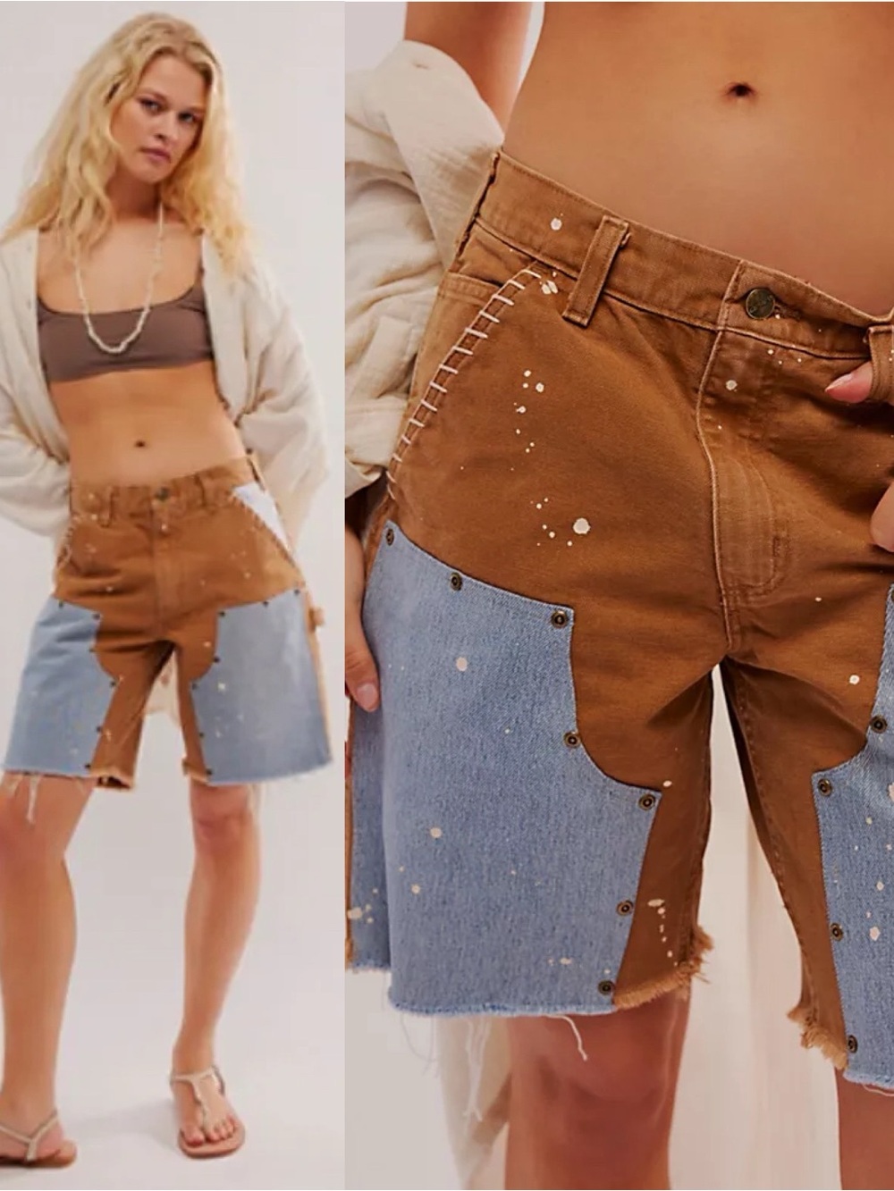 NWT- Free People x Tricia Fix Double Patch Shorts